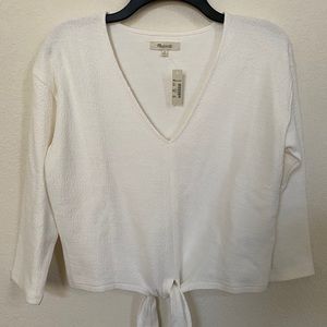 Madewell NWT Textured Tie-Front Top (White)